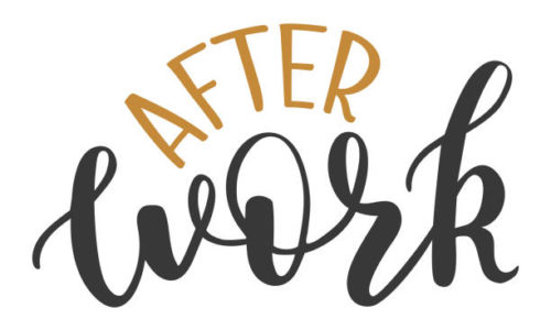 After Work handwritten lettering logo icon. Vector phrases elements for planner, calender, organizer, cards, banners, posters, mug, scrapbook, pillow cases.